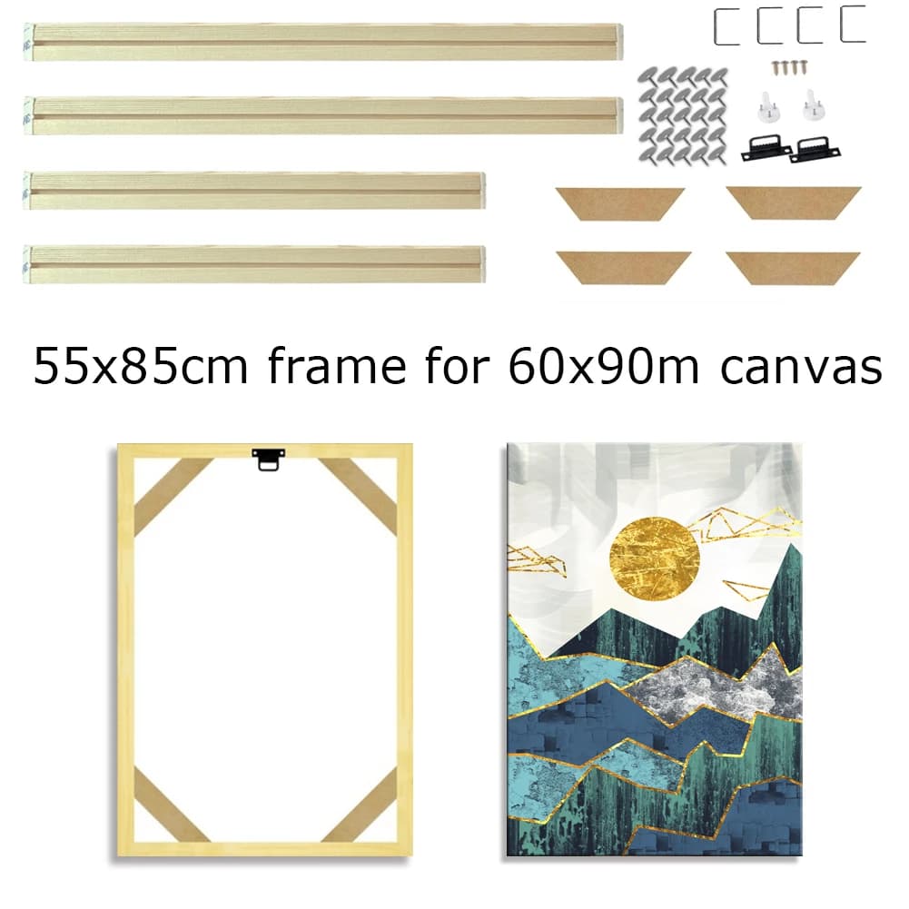 55x85 cm Cornice in legno per 60x90 cm Stampa su tela Pittura diamante Kit cornice fai da te Immagini e poster Cornice da parete Home Office Decor