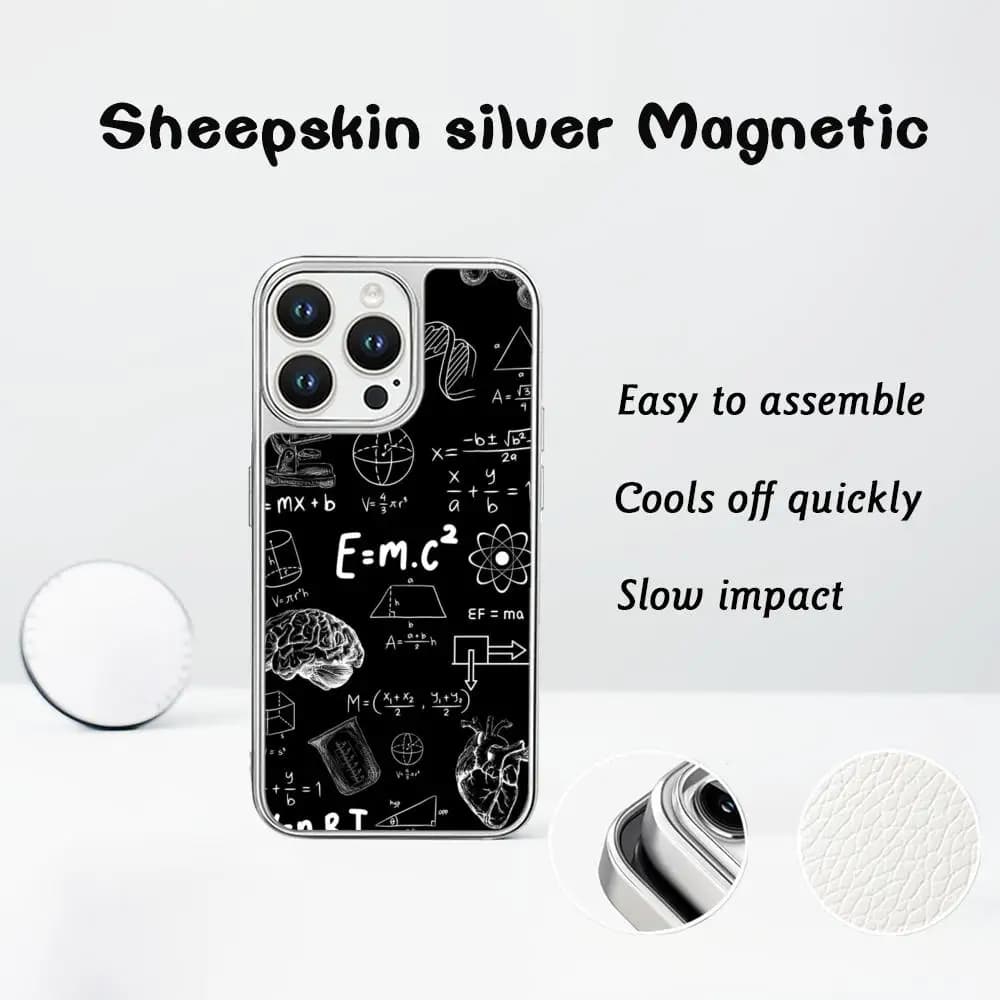 Fashion formula design hot Phone Case for iPhone 16 15 14 13 12 11 Pro Max Sheepskin Silver-edged protective case