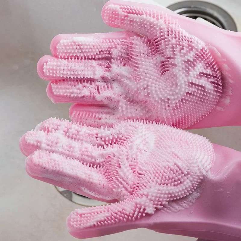 1 paio di guanti per la toelettatura degli animali domestici, guanto per il bagno di cani e gatti, spugna per lavare i piatti, guanto in silicone per la rimozione dei peli.