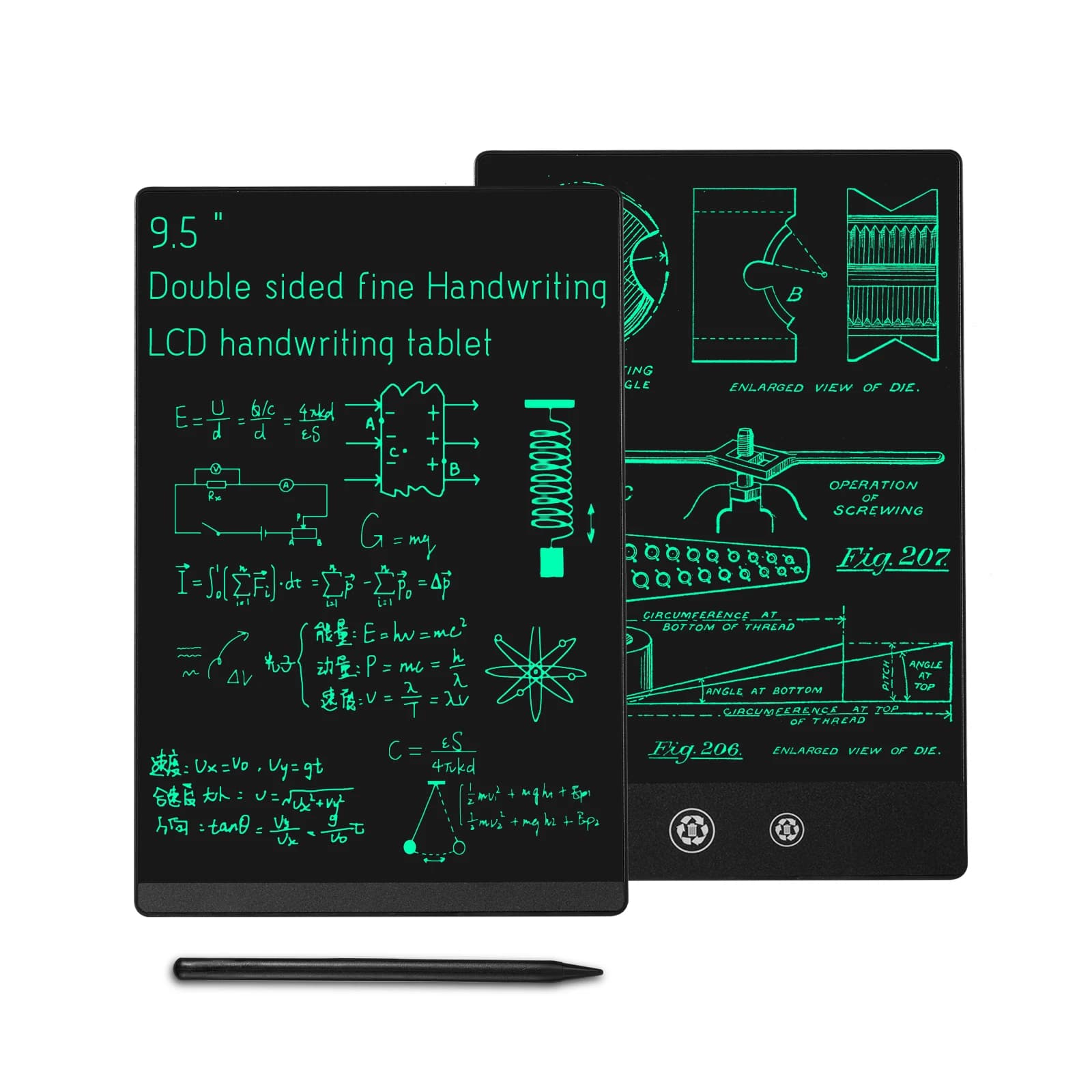 Tavoletta da scrittura LCD da 9.5 pollici a schermo intero Superfine a doppia faccia per bambini blocco da disegno per studenti blocco note per ufficio regali
