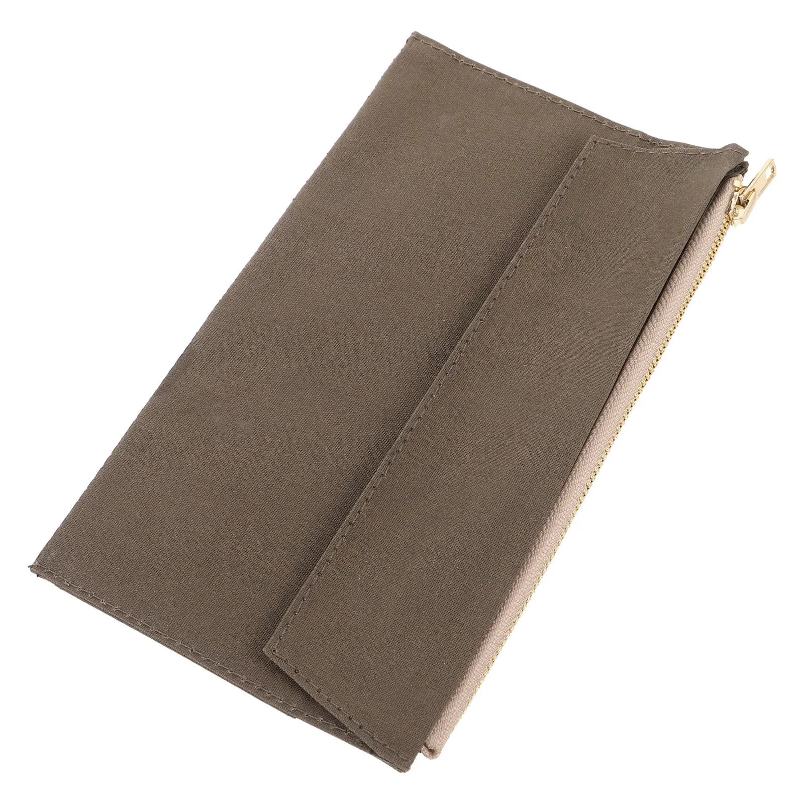Custodia Organizer Portatile in Tela Verde Oliva con Cerniera per Taccuini da Viaggio, Quaderni e Agende