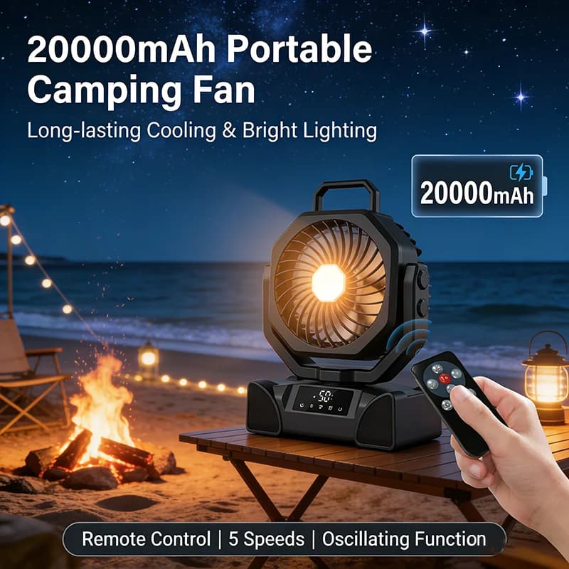 Camping Fan 3 IN1 Portable Wireless Tent Ceiling Fan That Can Be timed Off With LED Light And Remote Control Power Bank Function