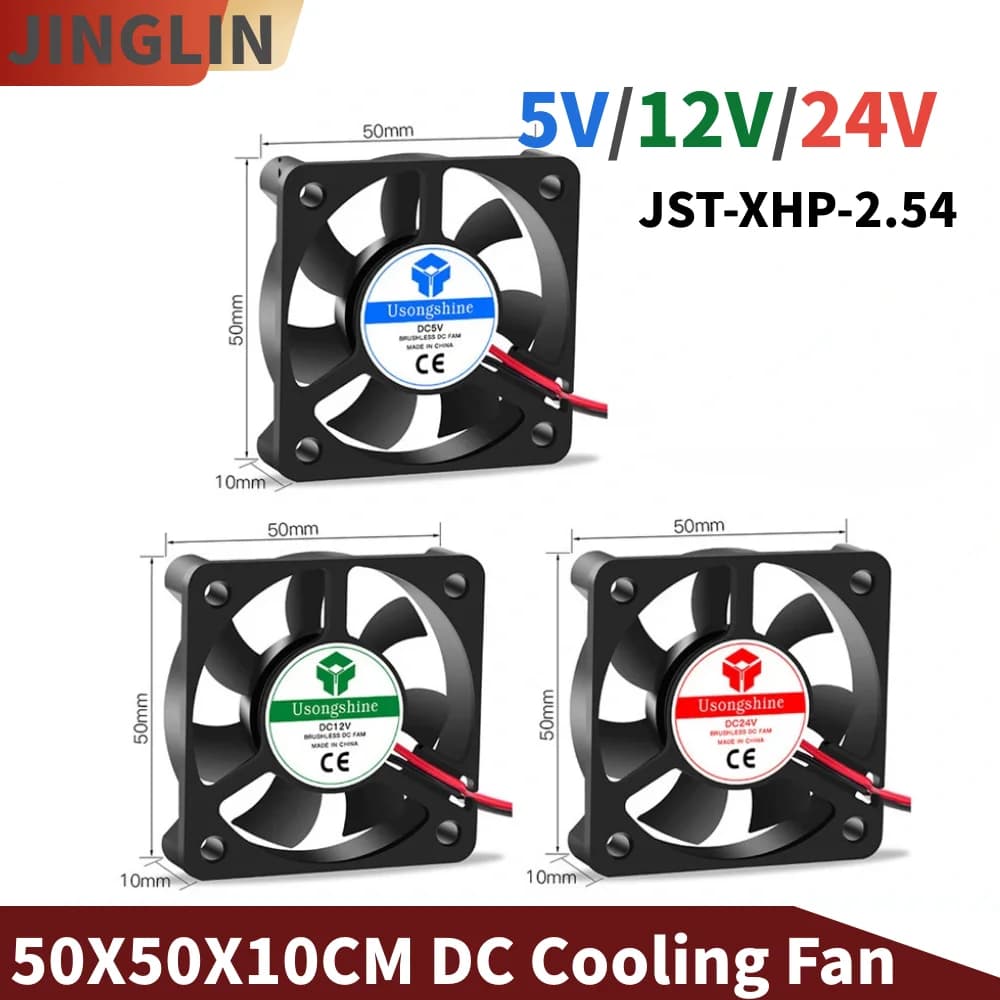 1PC DC 5010 5 V/12 V/24 V Computer CPU Cooling Device Mini Cooling Fan 50 MILLIMETRI 50x50x10mm Small Shoe for 3D Printer 2 pin 50x50x10mm