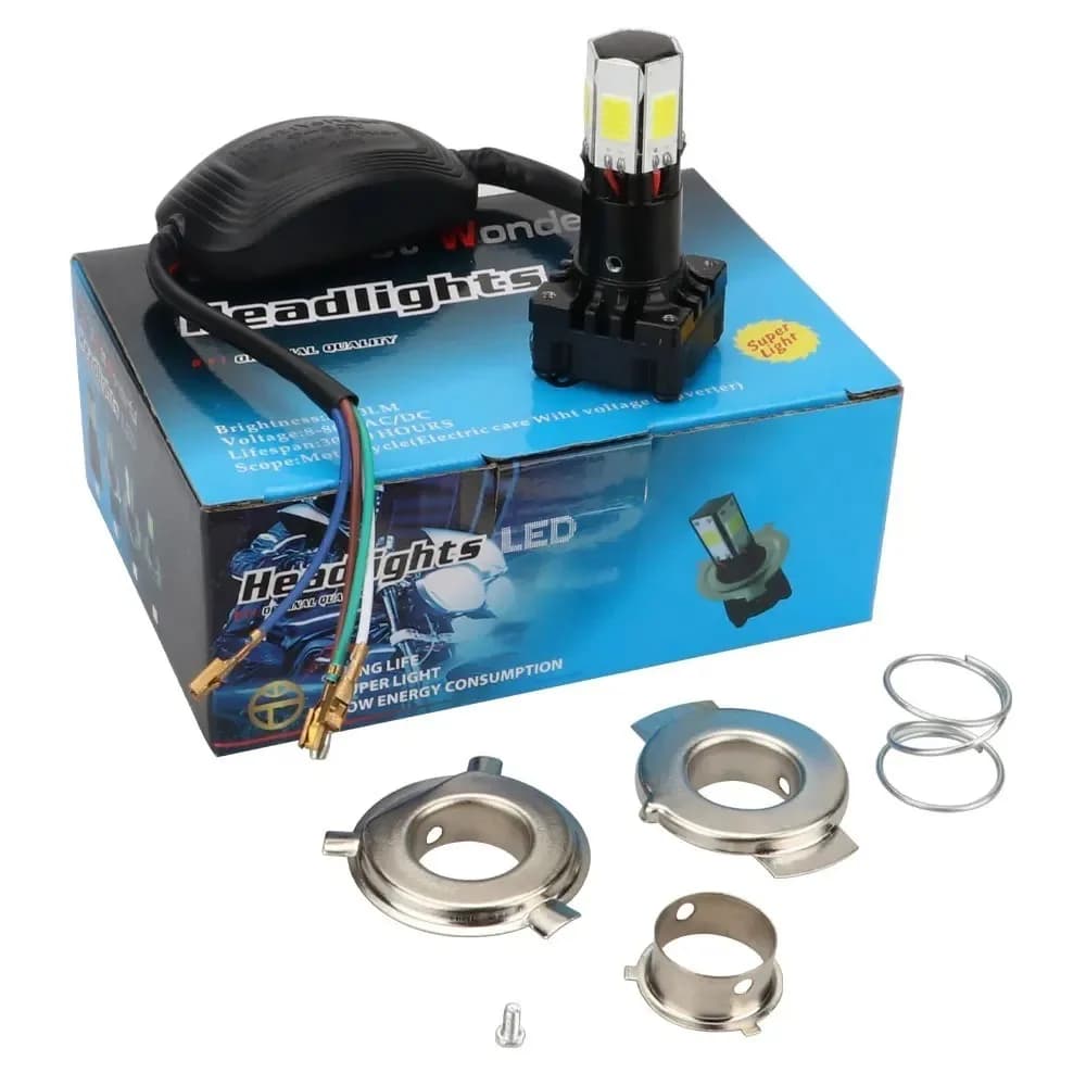 LED Headlight Bulbs for Motorcycle Electric Vehicle 6 Sides Adjustable 12V 60W 6000K 5000LM