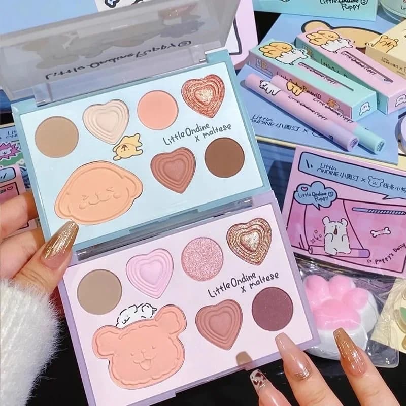 Palette Trucco Little Ondine per Occhi, Guance e Contorno, Blush, Bronzer e Illuminante Tutto in Uno, Set Cosmetici Shimmer