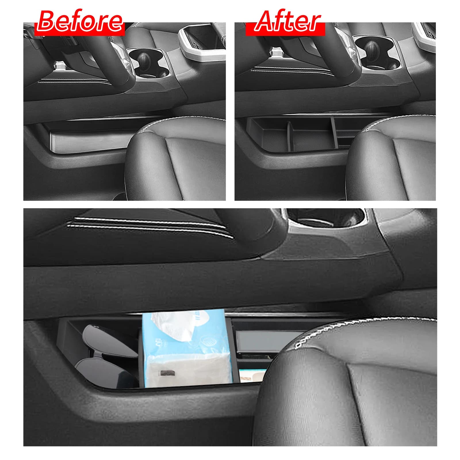 Organizer per Vano Portaoggetti Inferiore Console Centrale GMC Terrain 2025 2026, Accessori Auto in TPE Nero