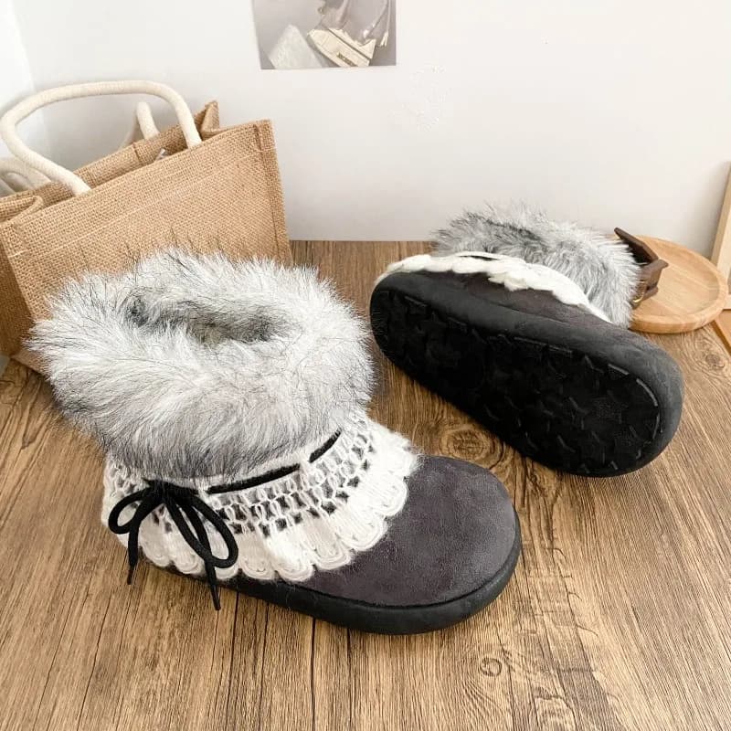 Botas 2026 Winter New Women's Snow Boots Comfort Anti Slip Women's Ankle Boots Retro Versatile Women's Thick Soled Cotton Shoes
