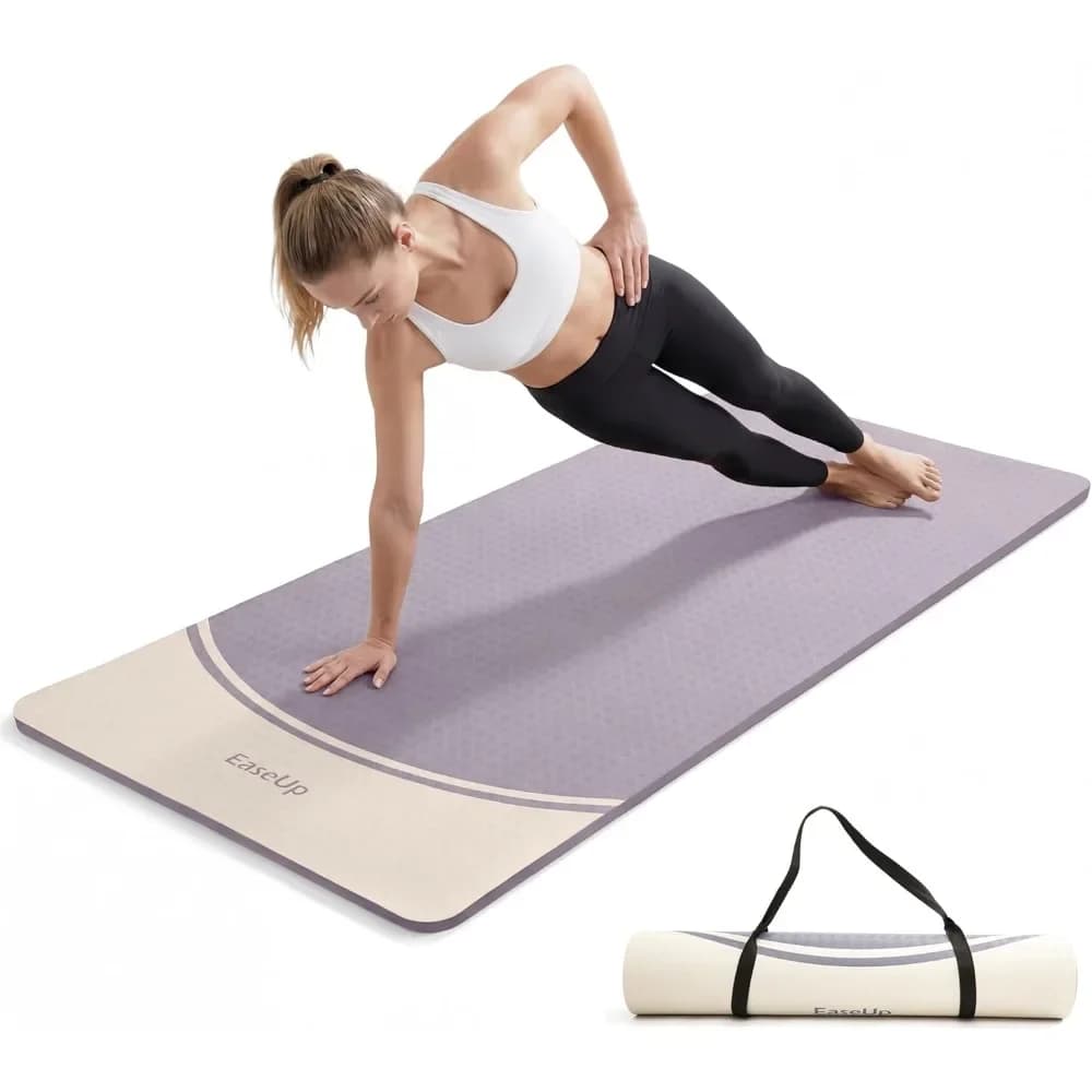 Tappetino Yoga Extra Spesso 10mm 72.8x31.5 Antiscivolo in TPE per Yoga, Esercizi, Allenamento, Pilates con Cinghia