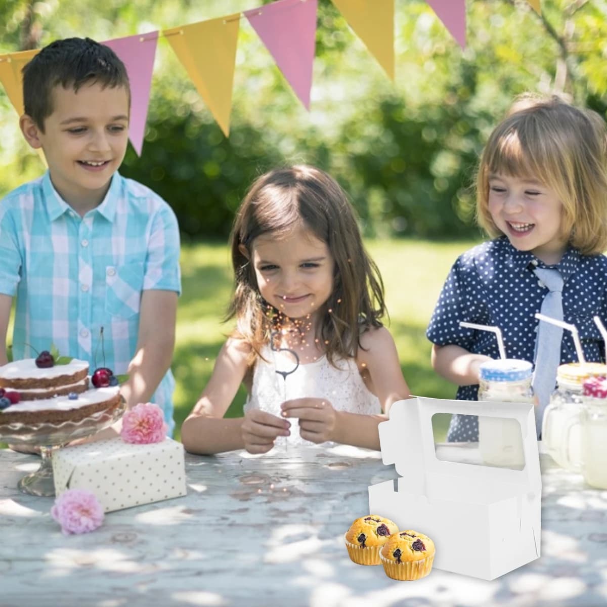 Confezione da 10 cupcake in carta per uso alimentare, contenitore da dessert per piccole scatole per crostate di uova, colorato, rosa, per feste