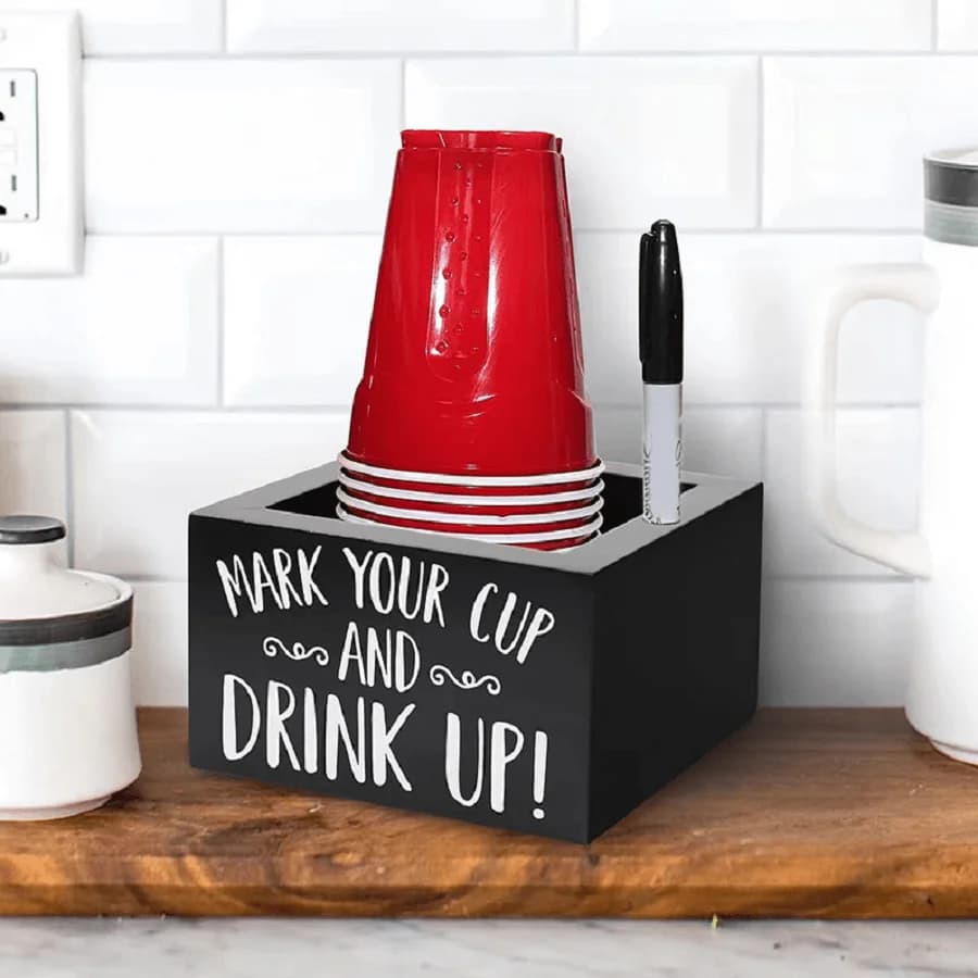 Scatola porta bicchieri usa e getta quadrata in legno, portabicchieri da tavolo, perfetta per caffetterie, bar e decorazioni natalizie