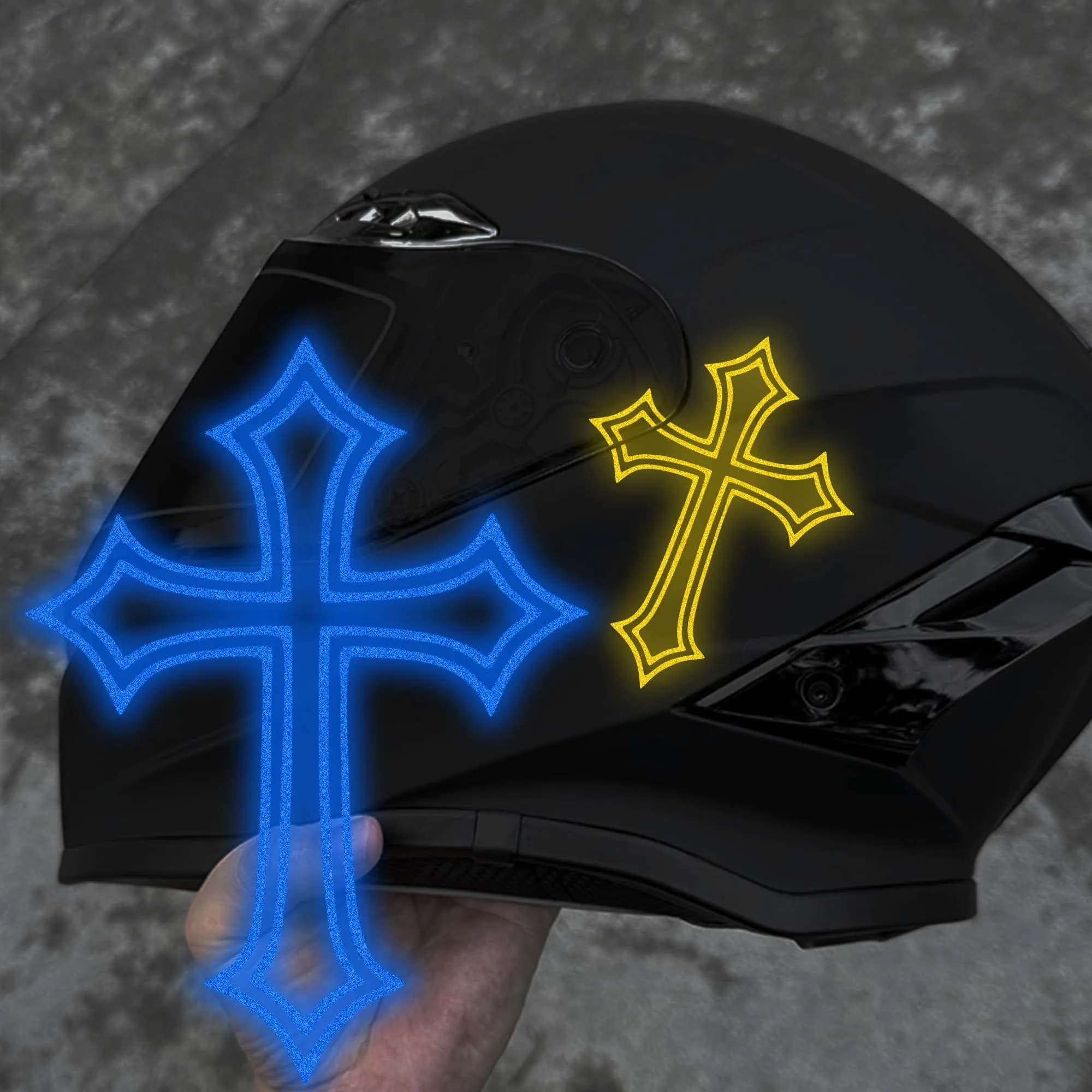 2 pezzi adesivi moto incrociati riflettenti impermeabili per moto fai da te serbatoio carburante casco carenatura anteriore decalcomanie in vinile autoadesivo