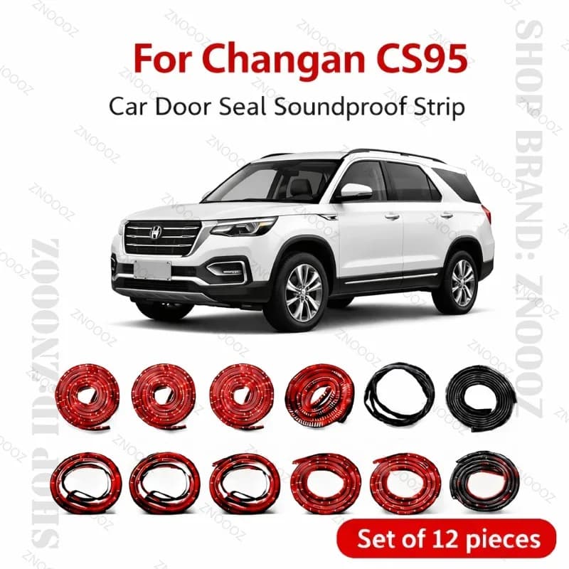 Set di 12 Guarnizioni per Portiere Auto Changan Cs95, Striscia in Gomma a Doppio Strato Insonorizzante, Antipolvere e Impermeabile