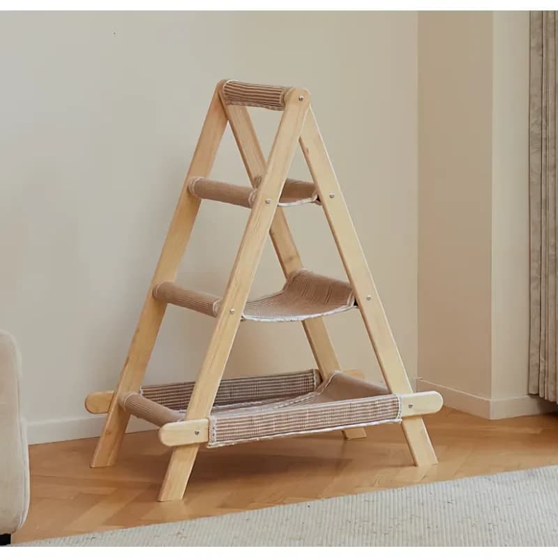 Modern Classic Luxury Cute Wood Cat Tree Cat Bed Sisal Scratching Post Cat Hammock-Easy Assembly Halloween Ready Eco-Friendly