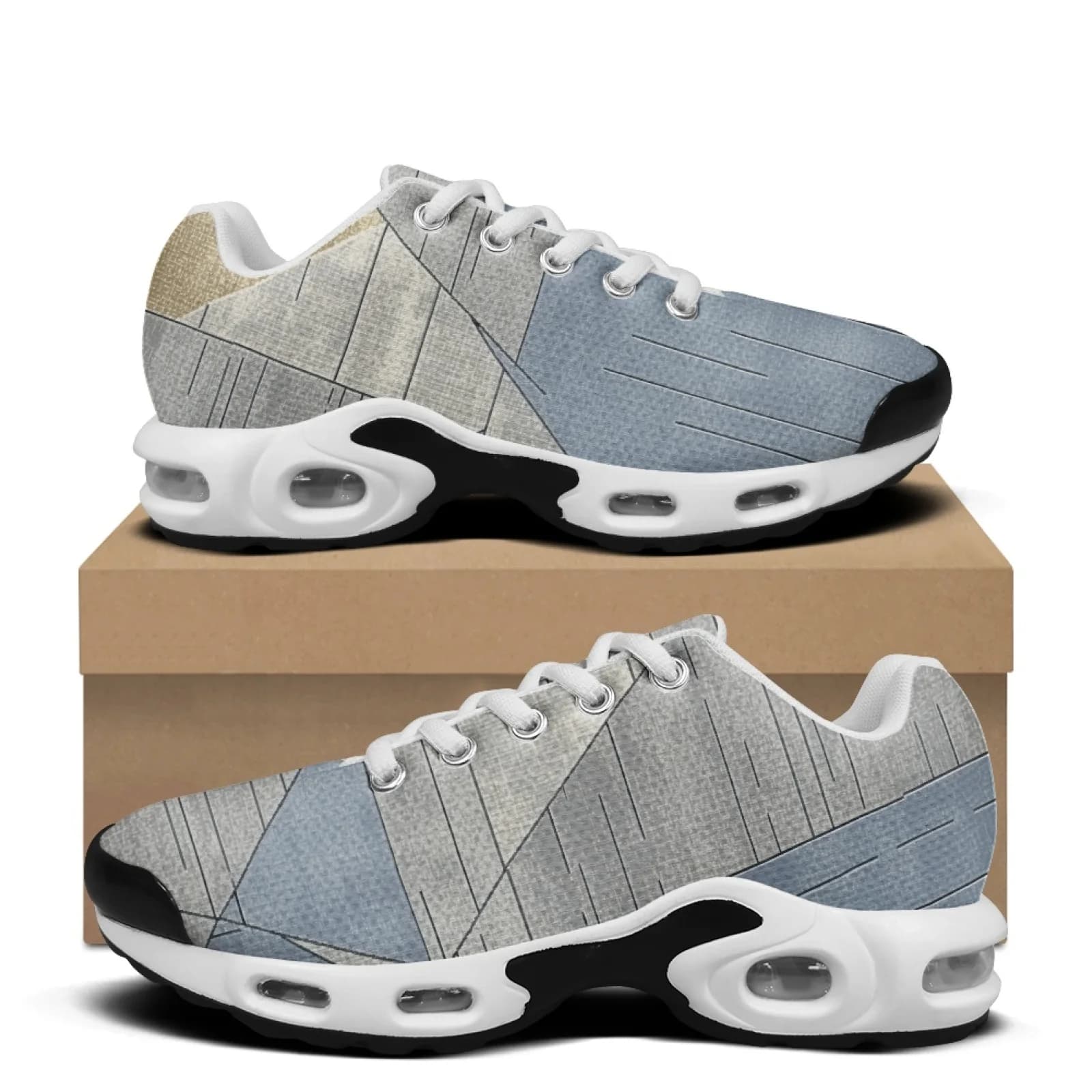 XIXIRIMIDO Retro Geometric Air-Cushioned Sneakers Women's Running Shoes Men's Commuter Shoes Lightweight Breathable Soft 36-48
