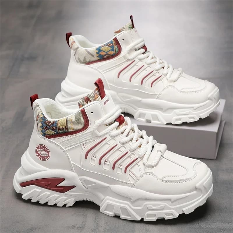Scarpe da Uomo High-Top, Tendenza Primaverile, Versatili, Casual, Giovanili, da Corsa, in Pelle, Impermeabili, Antiscivolo, Sportive, Bianche, Stile Dad Shoes