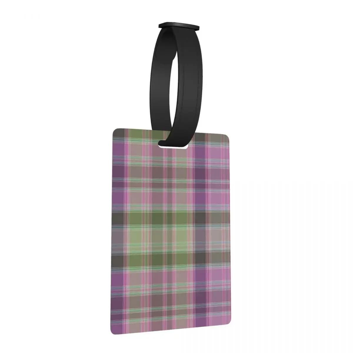 Etichette per bagagli scozzesi in tartan verde e lilla Accessori per valigie Moda da viaggio Etichetta per imbarco per bagagli Porta etichette ID Nome Indirizzo