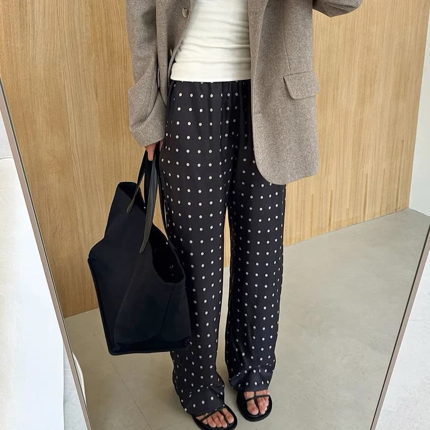 2025 autunno e inverno nuovi pantaloni lunghi dritti a pois larghi e comodi design temperamento moda pendolarismo casual
