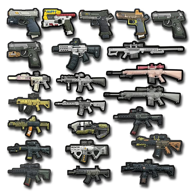 Cartoon Version Pistol Patches Hook Loop PVC Gun Badges Soft Rubber Tactical Patch for Clothing Bag DIY Accessories