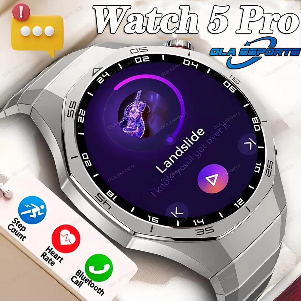 Nuovo Smartwatch 5 Pro 2026 per Uomo e Donna, Monitoraggio Frequenza Cardiaca, Chiamate Bluetooth, Schermo AMOLED 360*360, Impermeabile
