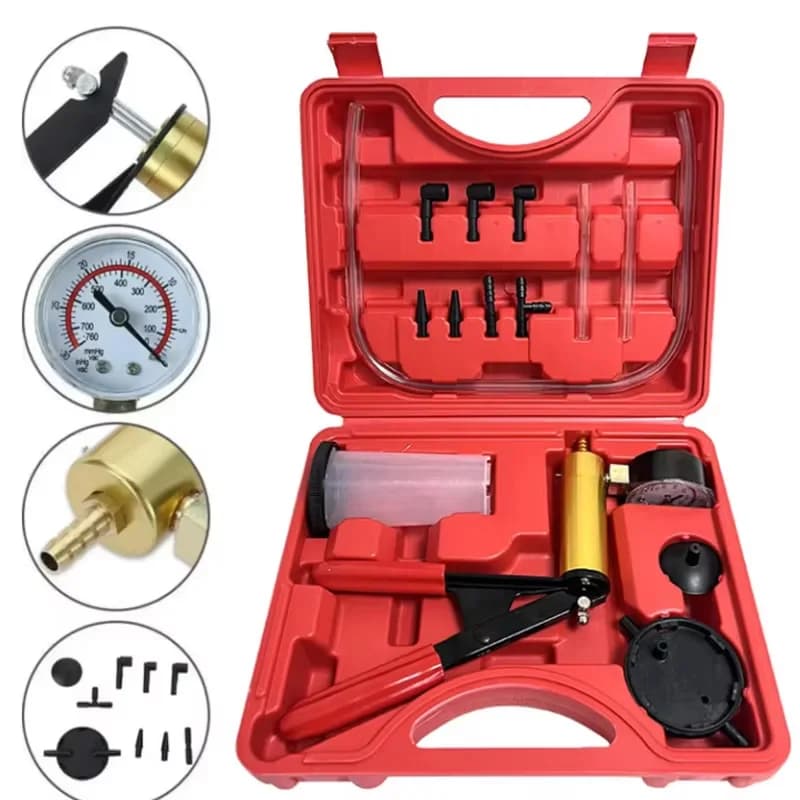 Manometro portatile in alluminio resistente Kit di scarico del liquido dei freni della pompa a pressione manuale del vuoto Kit di test della pompa a pistola a vuoto