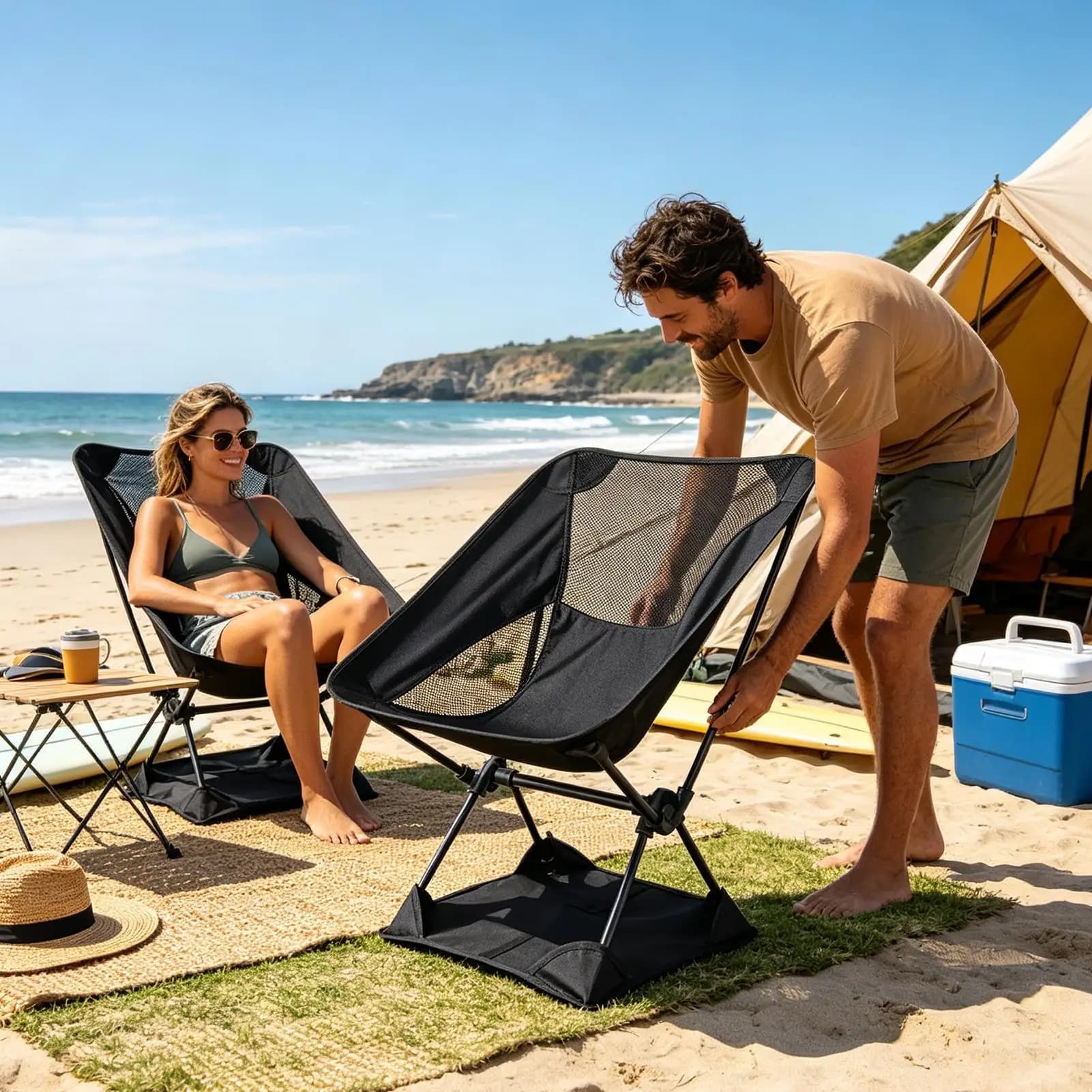 Folding Chair Anti Sinking Pad Anti-collapse Easy Setup Water Blocking Beach Chair Anti-mud Pad for Garden Yard Picnic Fishing