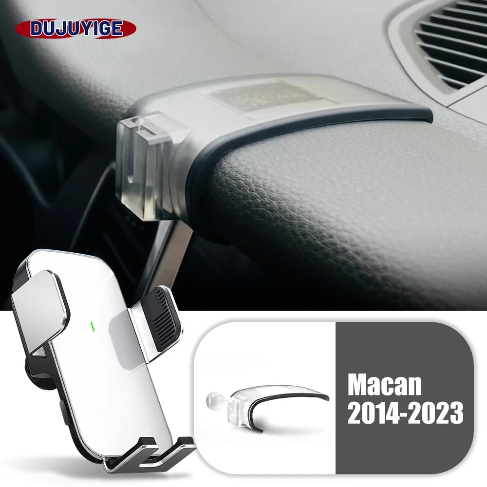 Mobile Phone Support for Cars Special Fixed Bracket Solar Magnetic Wireless Charging for Porsche Macan 95B 2014-2023 2015 2016 2017