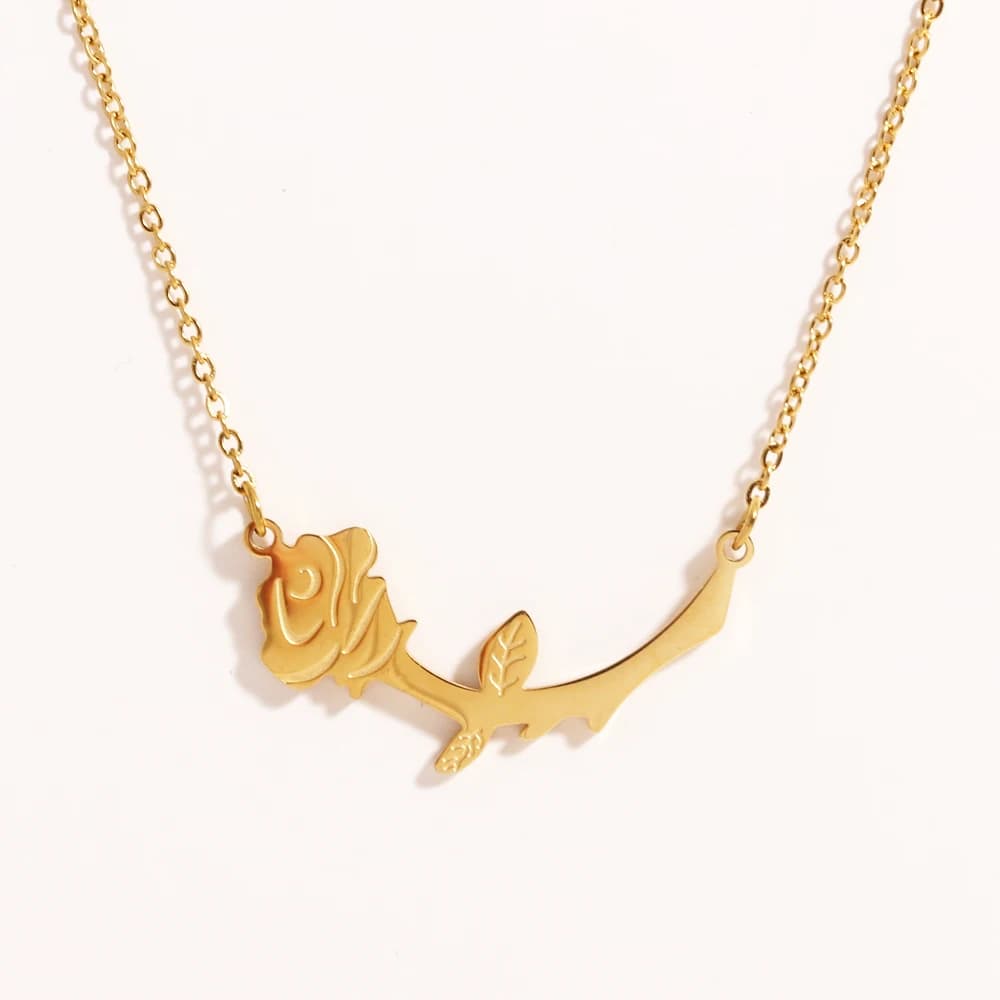 Collana con ciondolo fiore rosa moda in acciaio inossidabile 316 Collana con clavicola da sposa impermeabile per regali di gioielli da donna