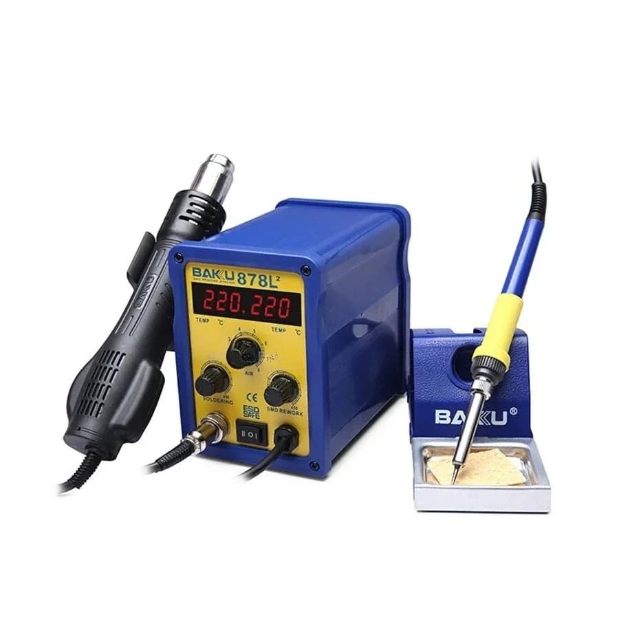 BAKU 878L2 Wind Hot Air Soldering Station 110/220V with Heat Gun for Cell Phone Repair LED Digital Display Soldering Station