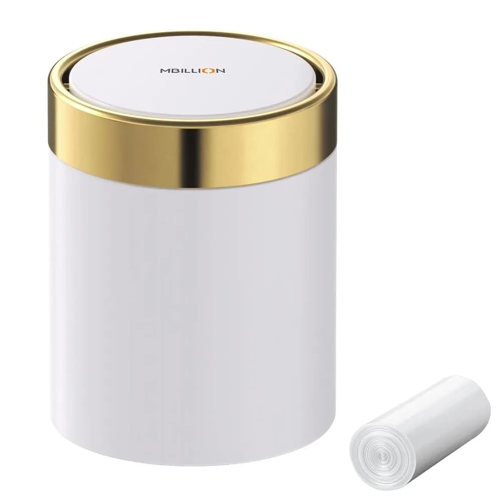 Mini Trash Can with Lid, Desktop Small Trash Can Recycling Bin Cute Metal Garbage Can for Tabletop Countertop Use,Stainless Steel 0.4Gal/1.5L Waste Bin for Office Parlor Car Bedroom,Swing Lid Open