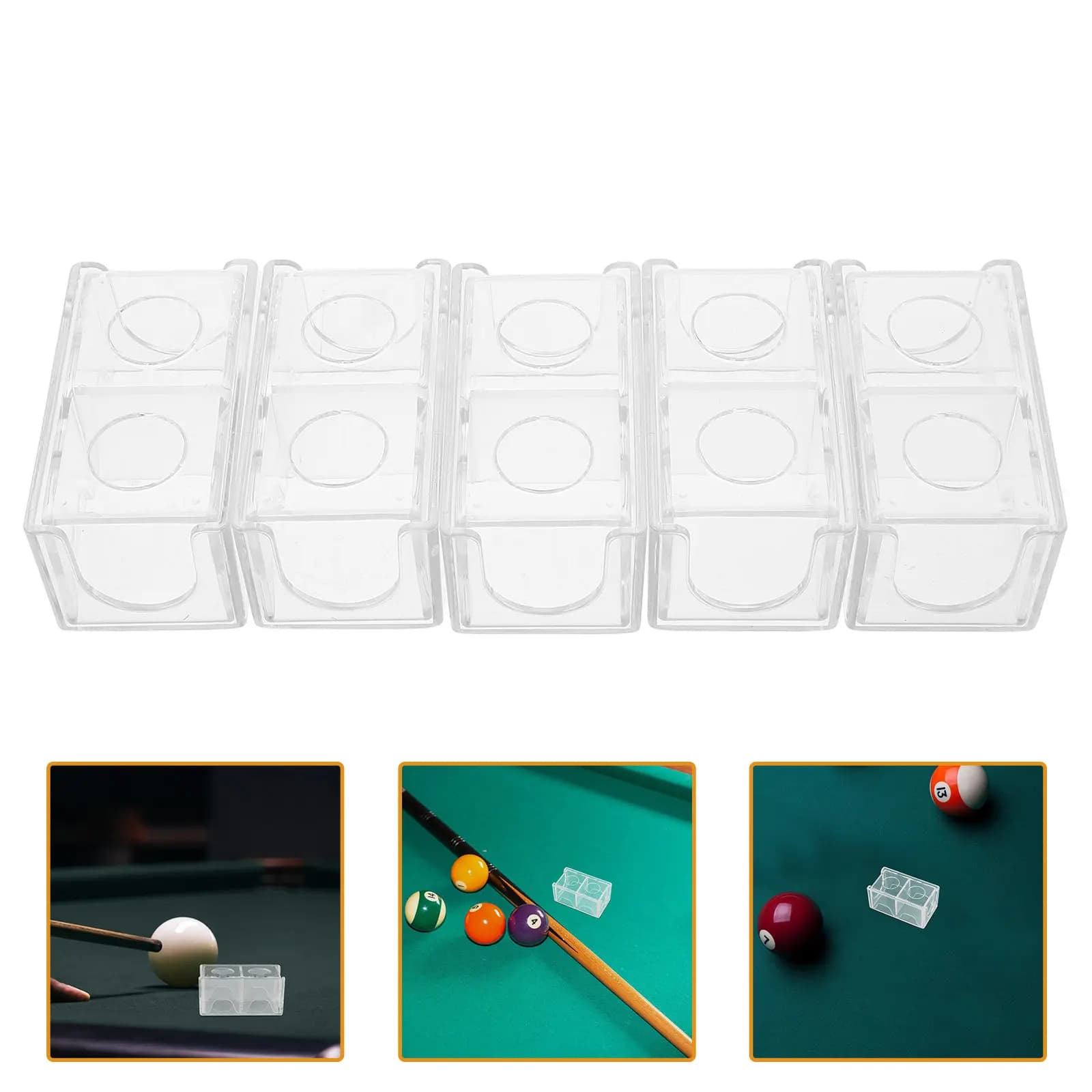 5Pcs Clear Acrylic Pool Chalk Box Holder for Billiards Snooker Cue Chalk Storage Compact Lightweight Tournament Bar Home Use