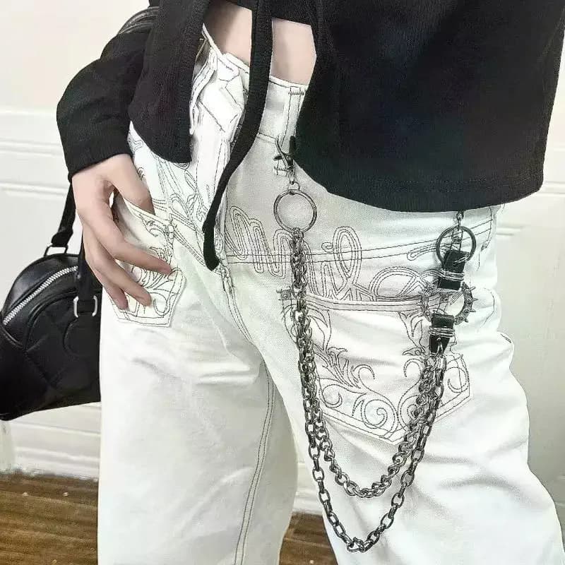 Catena a strati in metallo stile punk rock unisex, portachiavi da cintura per jeans, pantaloni hip-hop, catena da cintura alla moda, gioiello.