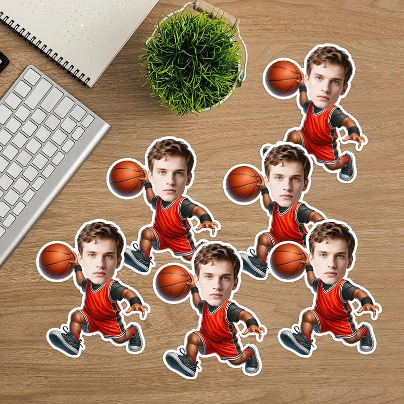 20pcs Basketball Enthusiasts Theme Customize Your Own Avatar Stickers Ornament Birthday Celebration Party Decoration Supplies