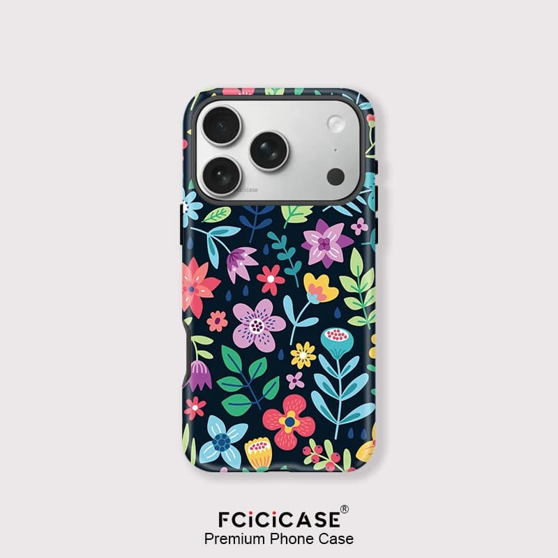 Magnetic Case 2 in 1 Fcicicicase for iPhone 17 Air 16 15 14 13 12 11 Pro Max, Wireless Charging, Magsafe Acrylic, Floral Pattern Cover