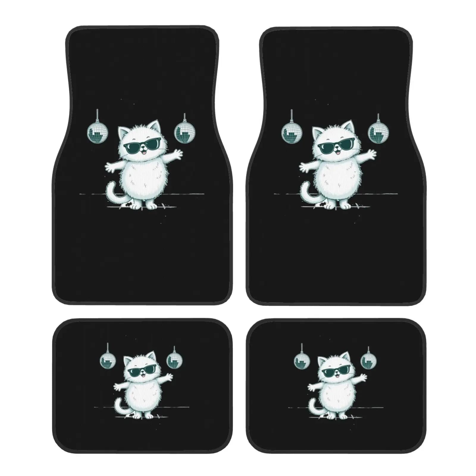 Tappetini per auto modello interessante Jumping Cat Set di tappetini per auto durevoli da 4 pezzi con supporto antiscivolo adatto per camion SUV