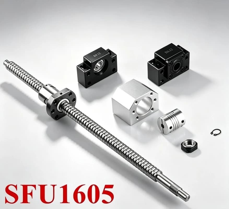 SFU1605 C7 Ball Screw Kit with BK/BF12 & Coupler, 16mm Diameter 5mm Lead for CNC Router/3D Printer DIY