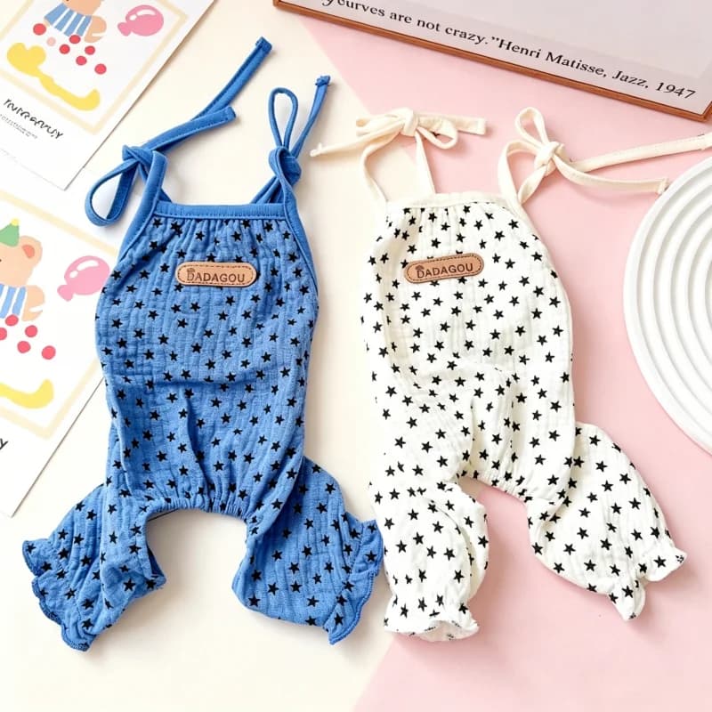Pet Dog Four-Leg Clothes Star Print Dog Jumpsuit Summer Sling Puppy Overalls Fashion Cat Rompers Soft Pet Pajamas Poodle Outfits