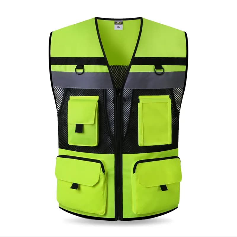 Gilet di sicurezza in tank top per uomini, gilet giallo fluorescente estivo, gilet da lavoro Hi-Vis, per costruzione, edilizia, traffico, conductori di camion e uso in moto.