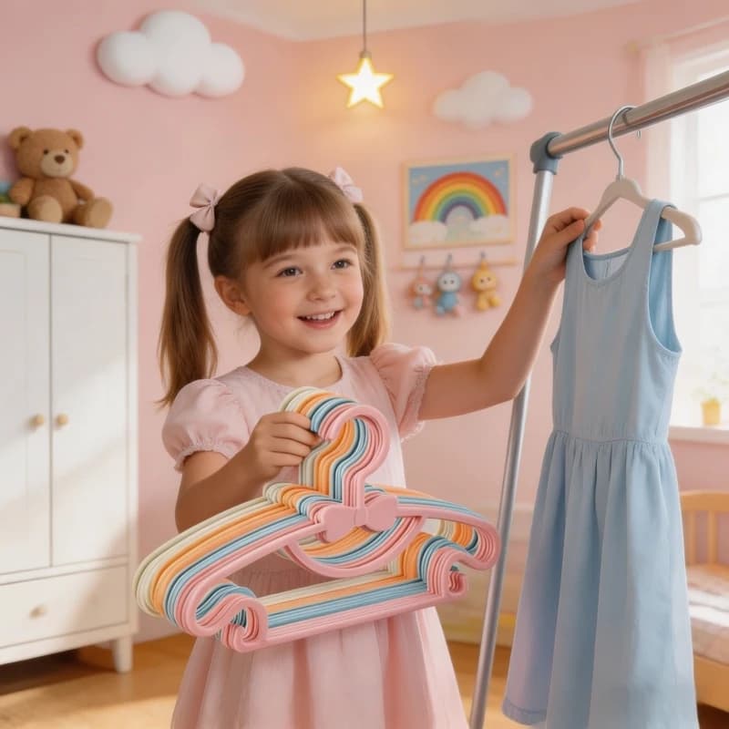 50 Pieces Plastic Hangers for Children, Laptops, for Baby and Child Dresses, for Kids Room, Home, Wardrobe