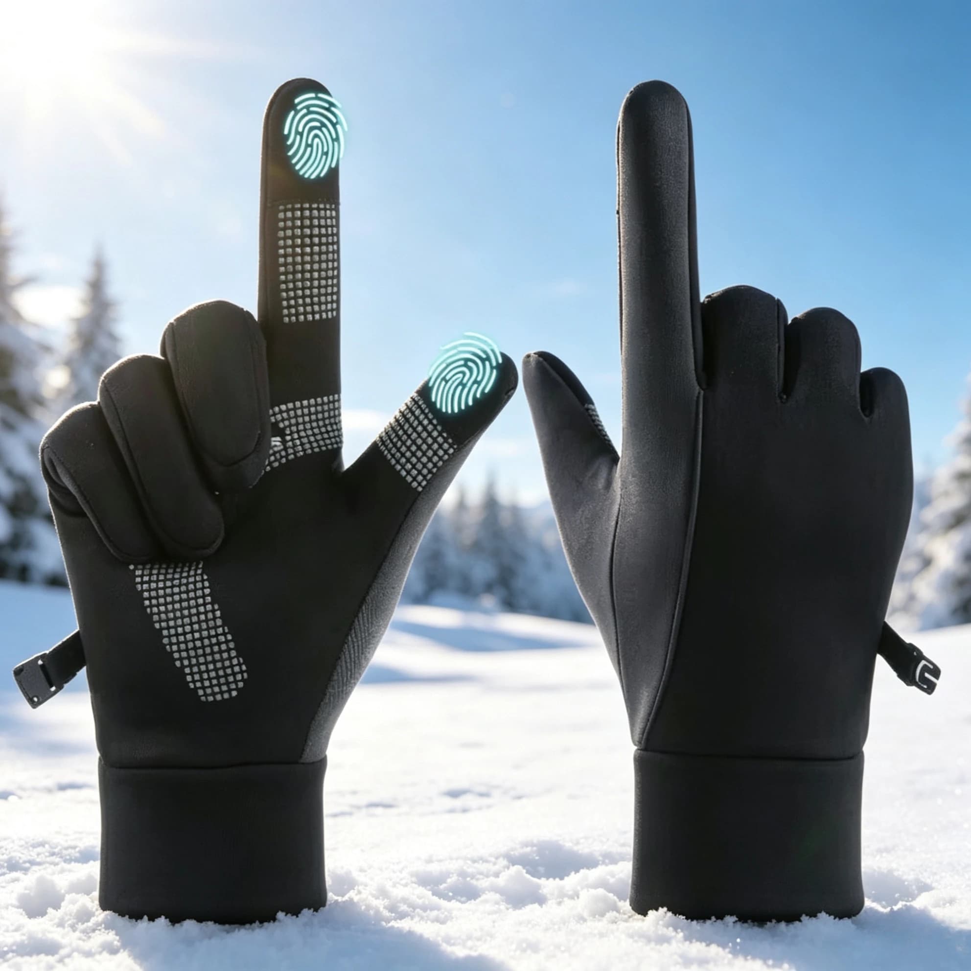 1-4Pairs Men Winter Touchscreen Gloves Waterproof Windproof Thermal Fleece Lined Thick Warm Non Slip Cycling Outdoor Gloves