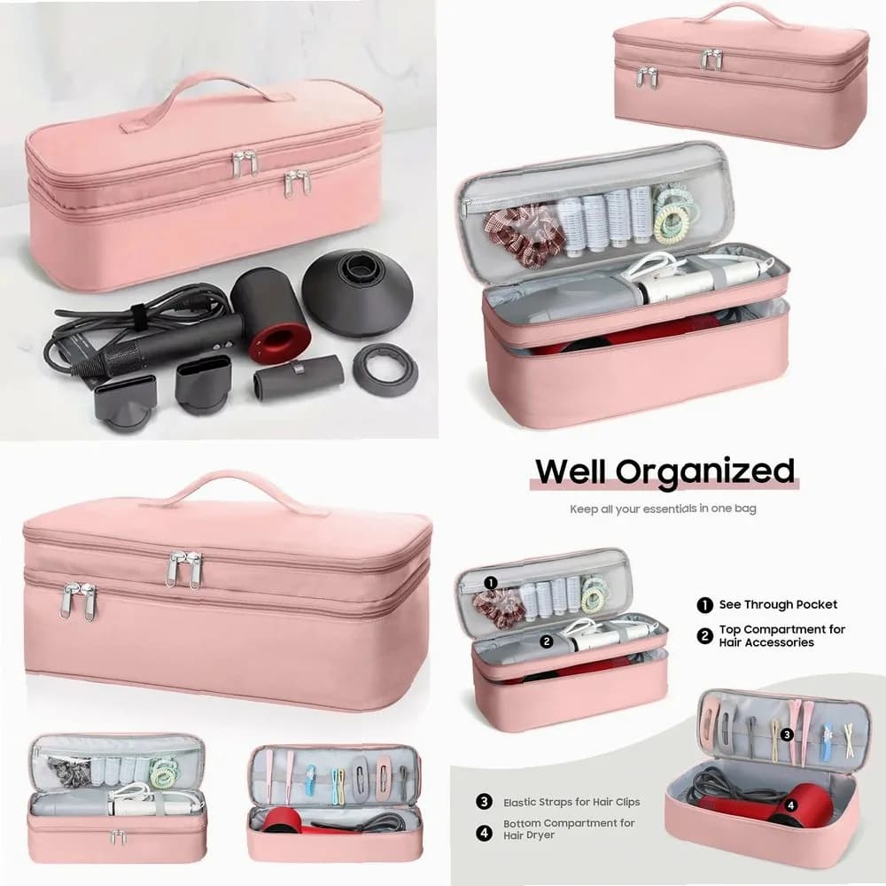 Custodia da Viaggio Portatile a Doppio Strato per Asciugacapelli, Borsa Portaoggetti per Dyson & Shark Flexstyle, Adatta per Accessori