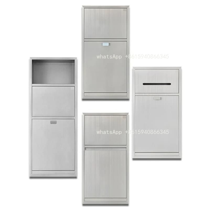 304 stainless steel embedded trash can, toilet tissue box, toilet brush niche two-in-one hidden embedded