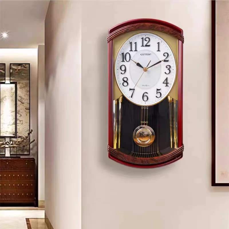 Jinzhongbao rectangular wall clock strikes the time on the hour, rocking clock household Chinese wall clock