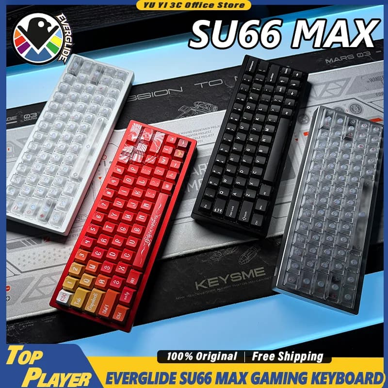 Tastiera da Gaming Everglide SU66 con Switch Magnetici, Case in Alluminio CNC, Chip 600MHz, Cablata, Polling 8K, RT 0.001ms, Barra Spaziale Divisa, Gasket
