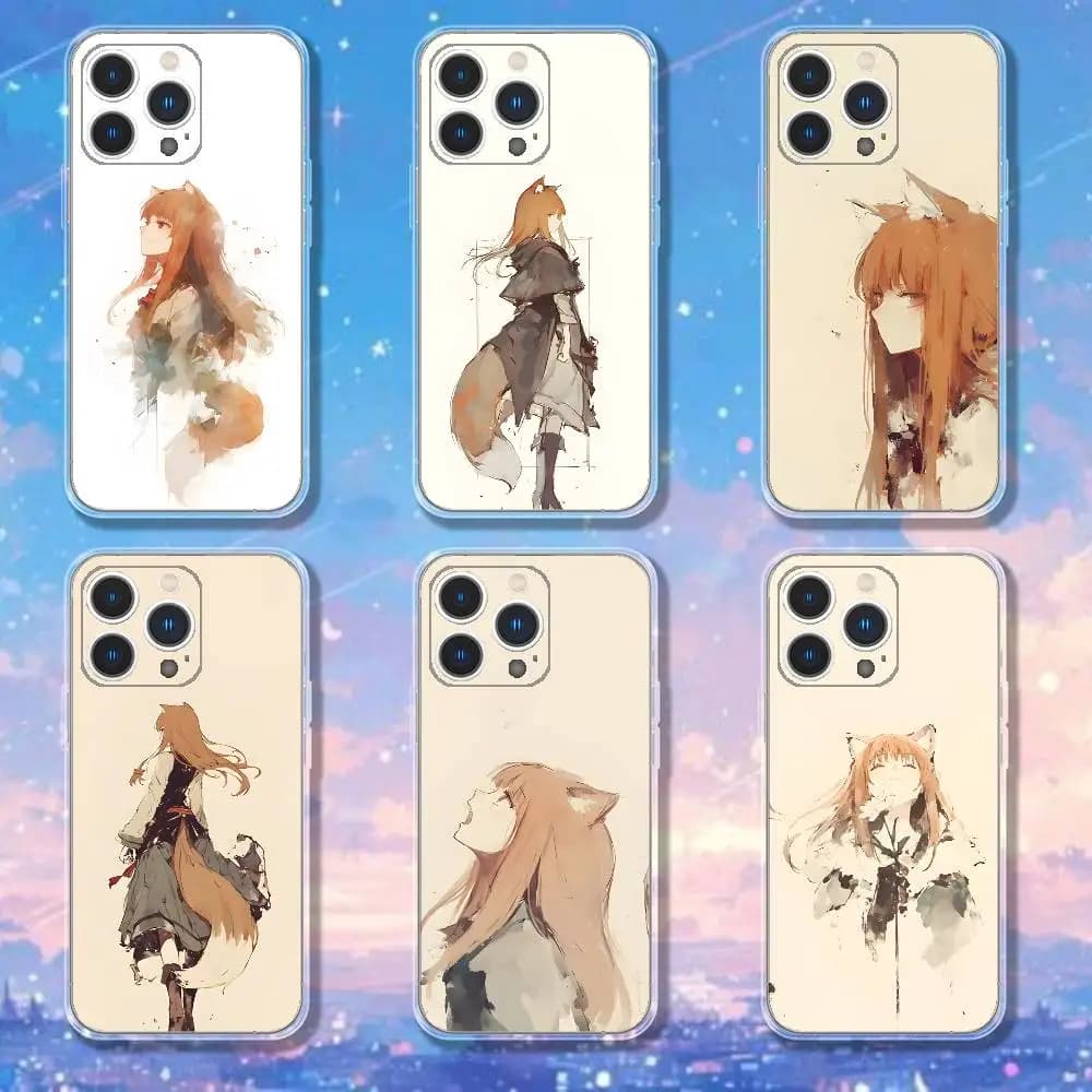 Anime S-Spice and W-Wolf Phone Case For iPhone 17,16,15,14,13,12,11 Pro,Max,Plus,X,XS,XR,SE4,E Mini Transparent Soft Cover