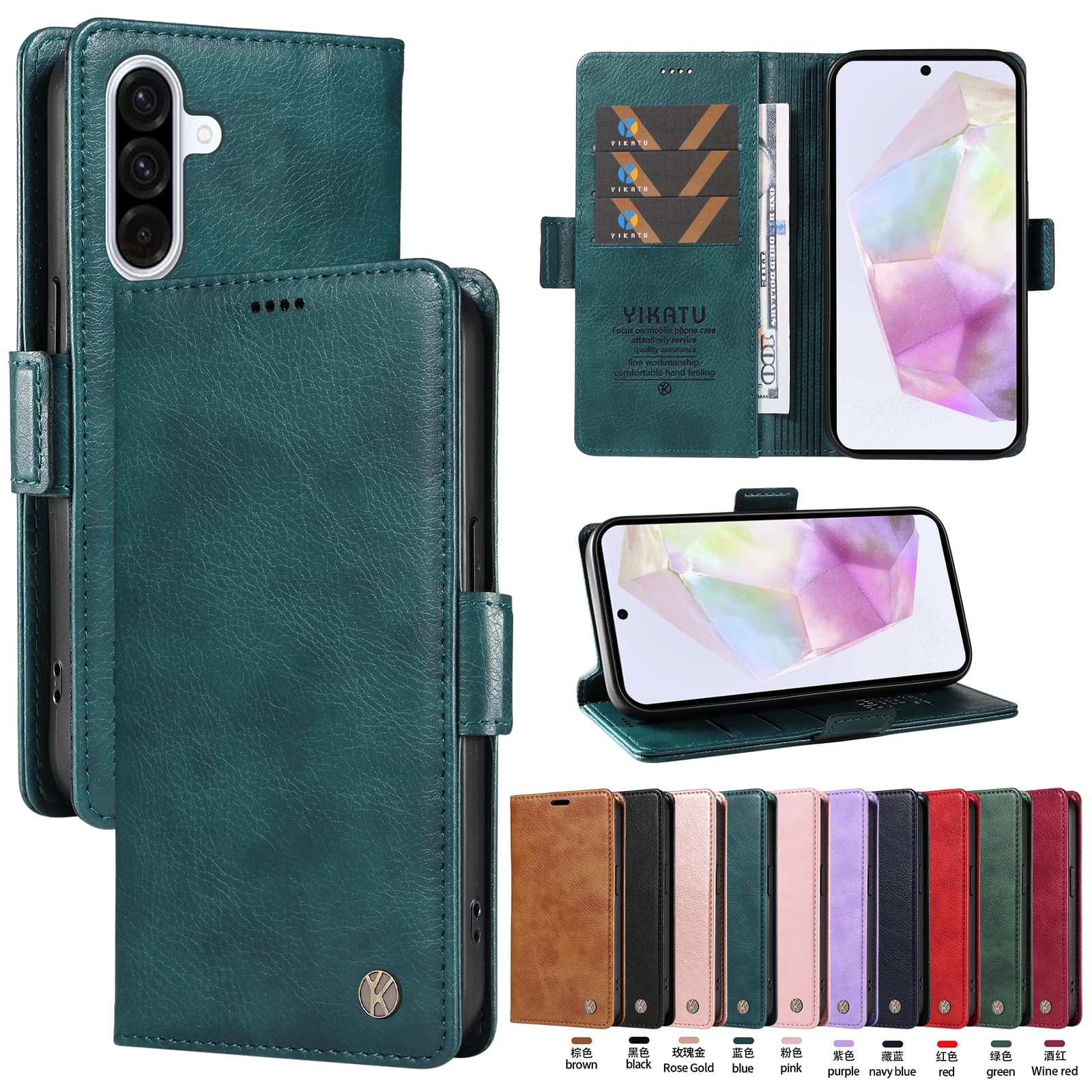Magnetic leather wallet case for Samsung Galaxy A05 A06 A07 A13 A15 A16 A22 A23 A25 A26 A32 A35 A55 A56 A71 Prenium Case