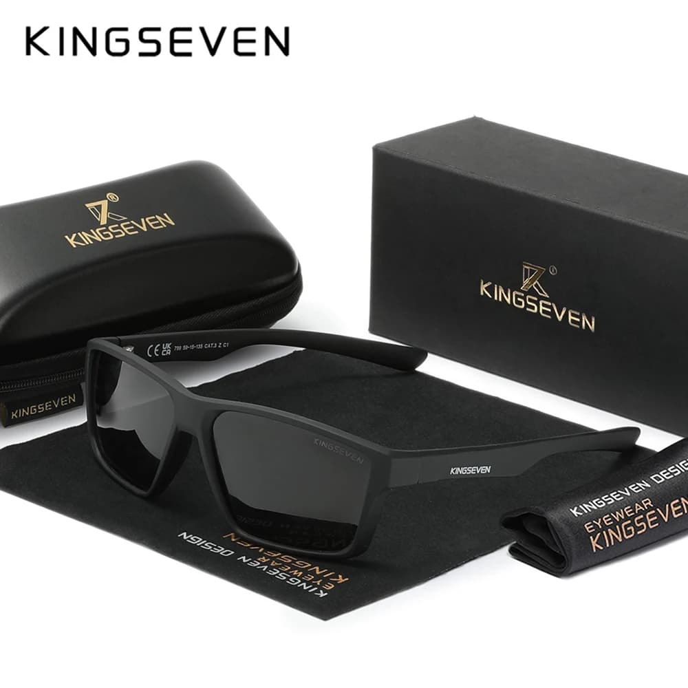 KINGSEVEN Occhiali da sole da uomo causali Polarizzazione Anti-UV400 Cornice rettangolare Parsnip Occhiali da donna Retro Luxury Occhiali ultraleggeri