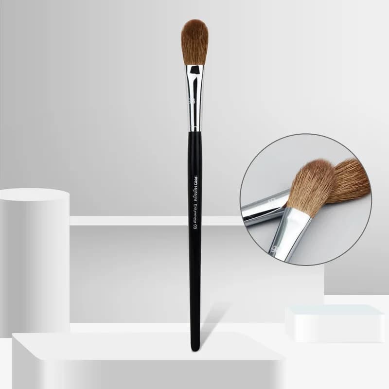 Pennello per trucco evidenziatore NO.98 Pro di fascia alta Pennello per trucco frullatore per ombretto grande con manico lungo nero in pelo di capra