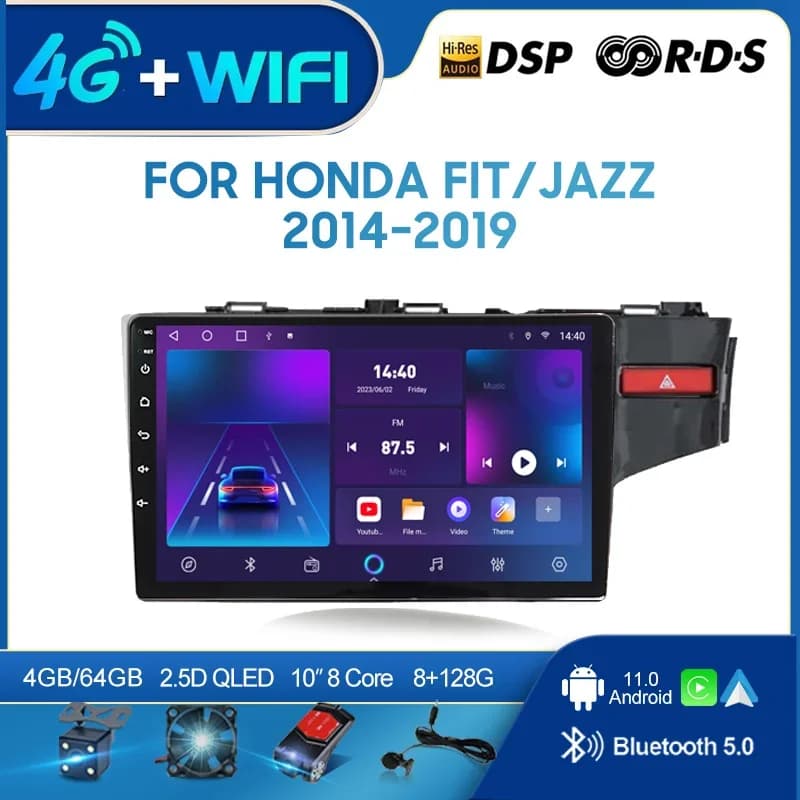 QSZN For HONDA FIT JAZZ 2014-2019 RHD 2 Din Android 12.0 Car Radio Multimedia Video Player GPS Navigation 4G Carplay Head Unit