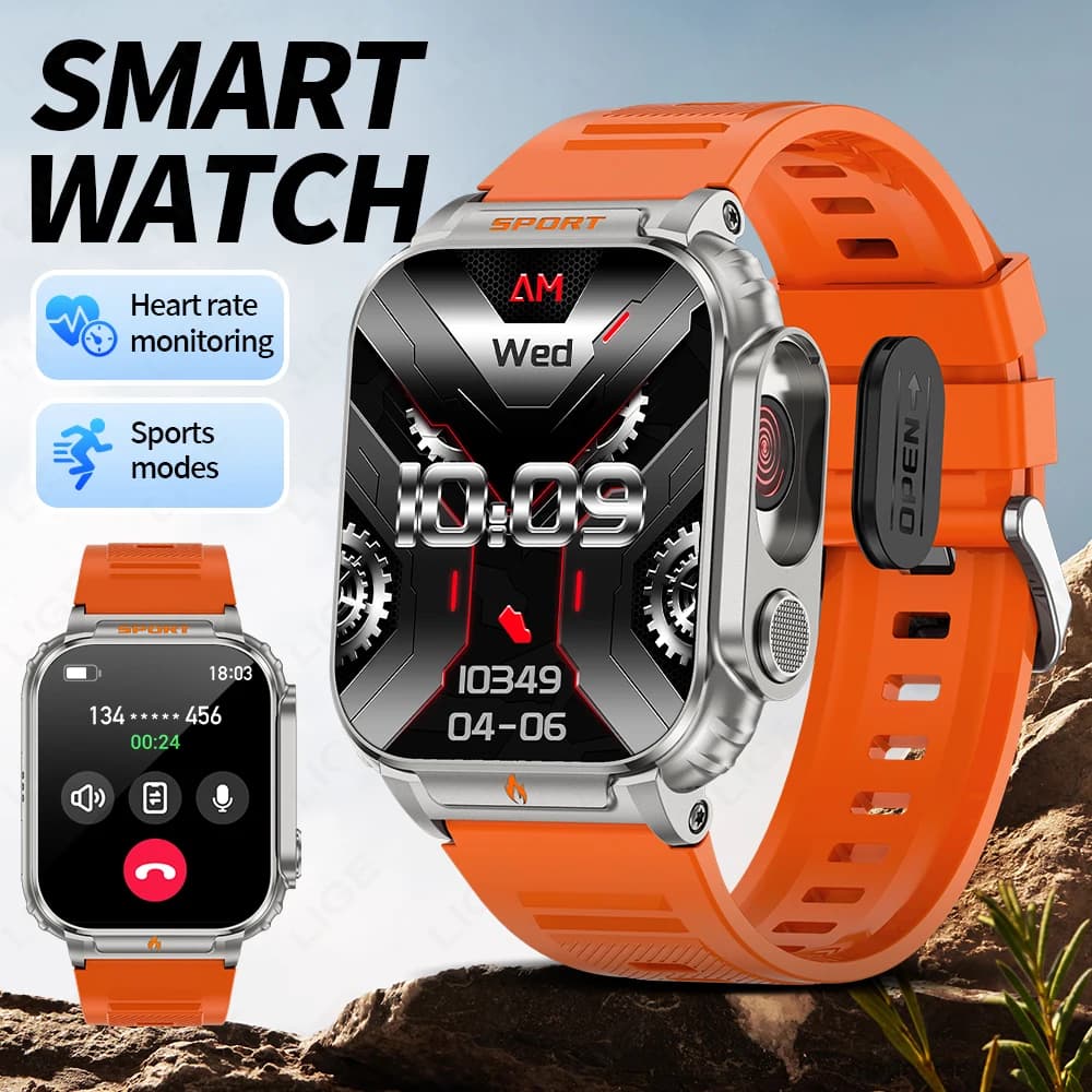 2026 LIGE Nuovo Smartwatch con Monitoraggio della Frequenza Cardiaca, Batteria Grande da 500mAh, Display HD da 1.95", Chiamate Bluetooth, Orologio Sportivo Intelligente per Uomini
