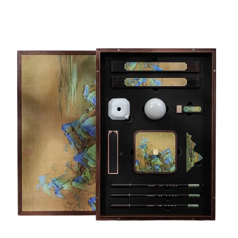 Study Four Treasures Gift Box Set Calligraphy Special Inkstone Brush Ink Strip Hui Ink Pen Ink Paper Inkstone Duan Inkstone